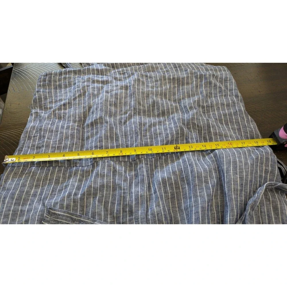 Quince 100% European Linen Square Neck Jumpsuit M Blue Stripe Wide Leg Relaxed